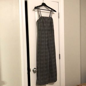 Widelegged, sleeveless plaid romper, Shinestar, XS/0